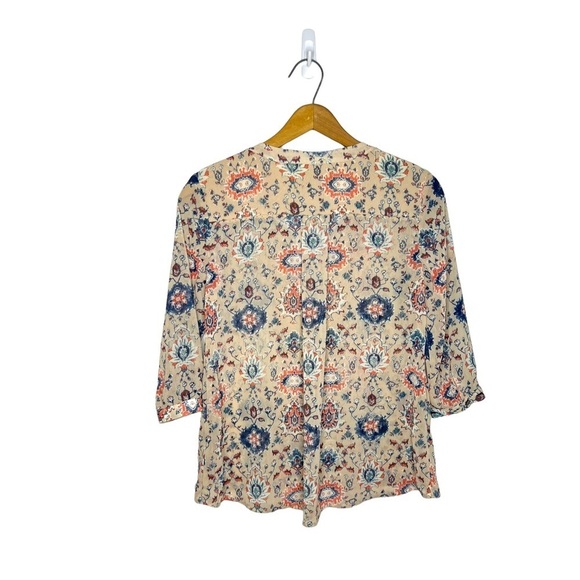 MAEVE Anthropologie Viola V Neck Chiffon Damask Paisley Print Boho Blouse - Picture 6 of 10
